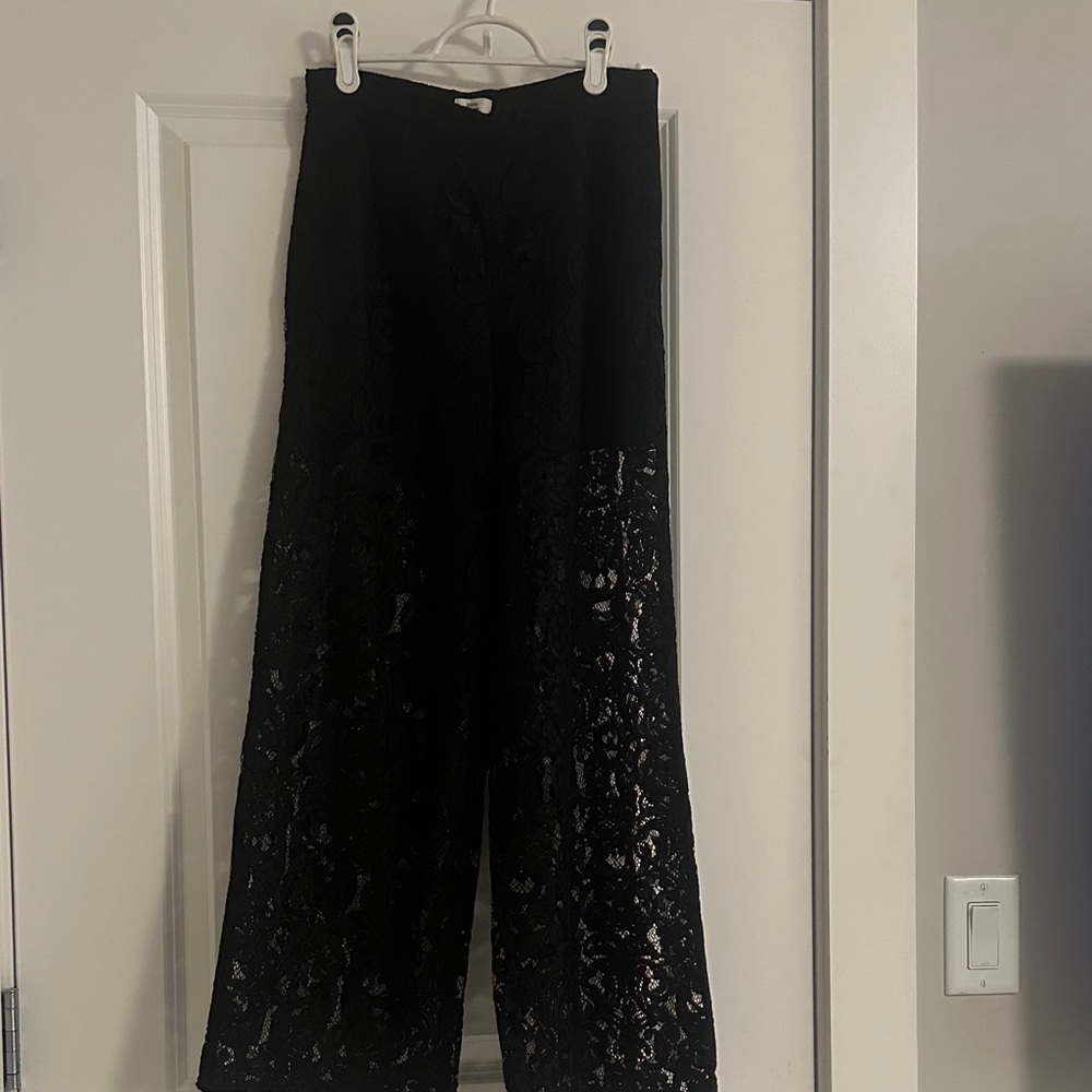 Little Moon Black Lace Wide Leg Pants by Aritzia